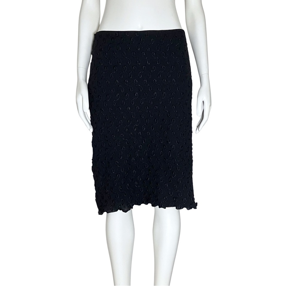 Vintage 90s Y2K Black Embroidered Forever 21 Midi Skirt Medium Whimsigoth Fairy